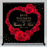 Lofaris Black Red Rose Heart Custom Name Wedding Backdrop